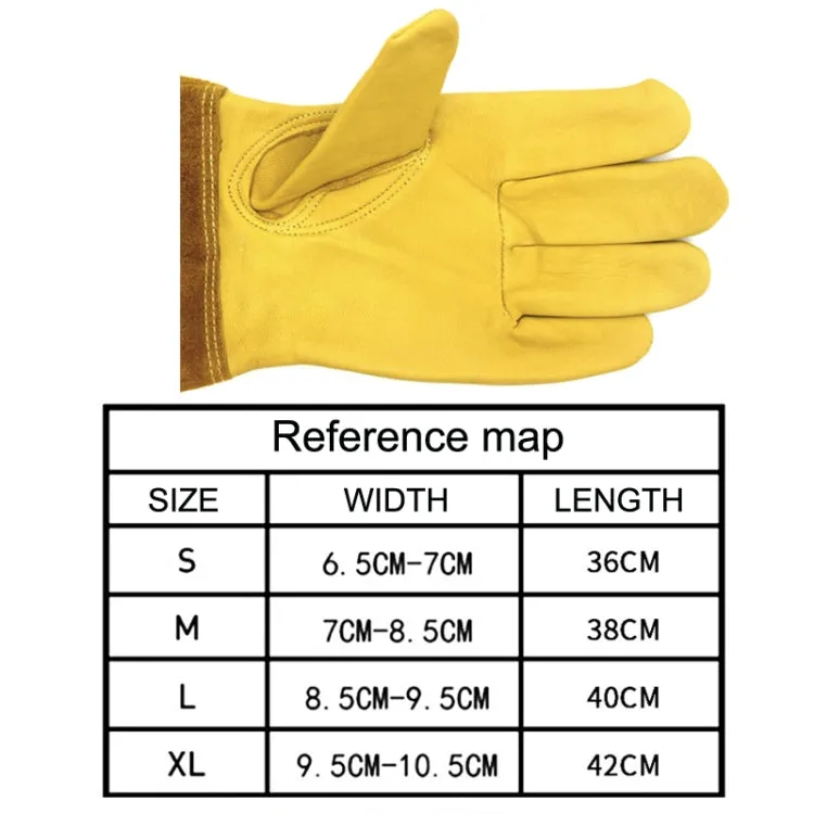1 Pair JJ-GD305 Genuine Leather Stab-Resistant Cut-proof Garden Gloves, Size: M