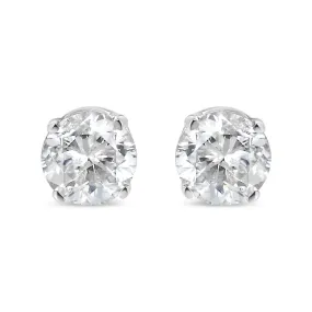 10K White Gold 1/3 Cttw Round Brilliant-Cut Near Colorless Near Colorless Diamond Classic 4-Prong Stud Earrings (I-J Color, SI1-SI2 Clarity)