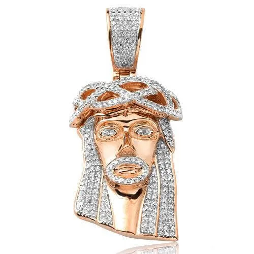 10KR 0.50CTW DIAMOND JESUS PENDANT [ROUNDED BAIL]