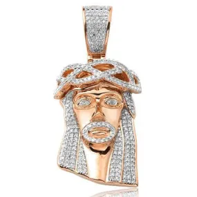10KR 0.50CTW DIAMOND JESUS PENDANT [ROUNDED BAIL]