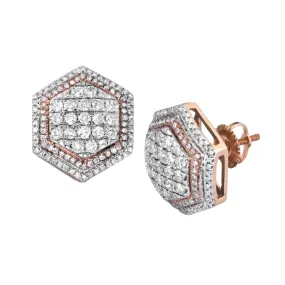 10KR 1.50CTW DIAMOND 6-SIDED DOME EARRINGS