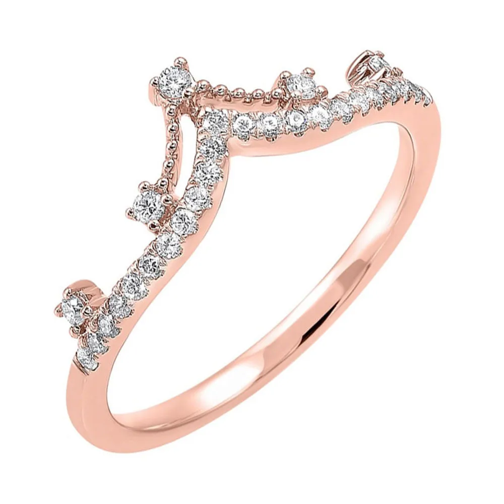 10KT Pink Gold & Diamond Classic Book Stackable Fashion Ring  - 1/5 ctw