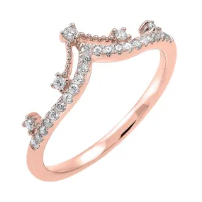 10KT Pink Gold & Diamond Classic Book Stackable Fashion Ring  - 1/5 ctw
