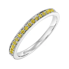 10KT White & Yellow Gold & Diamond Classic Book Stackable Fashion Ring  - 1/8 ctw