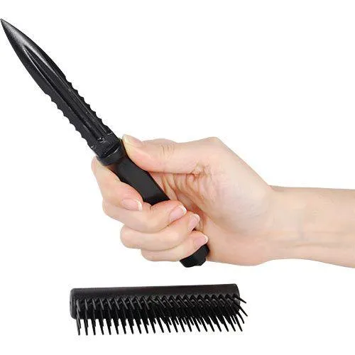 12) Units Black Color Plastic Comb with Hidden Knife