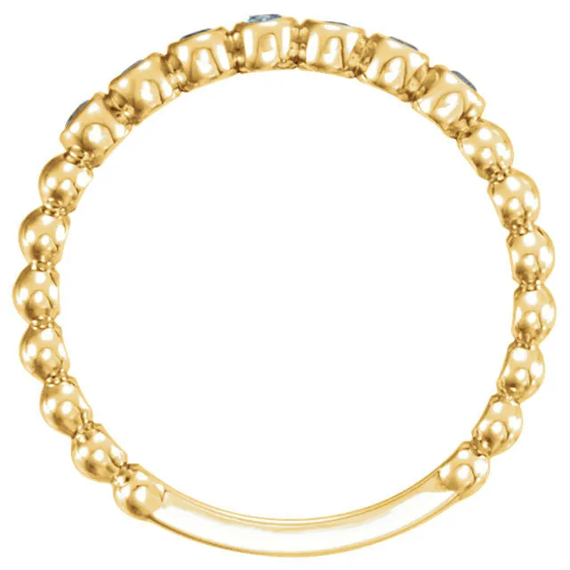 14k Gold Genuine Aquamarine Stackable Ring