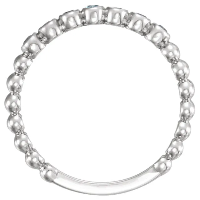 14k Gold Genuine Aquamarine Stackable Ring
