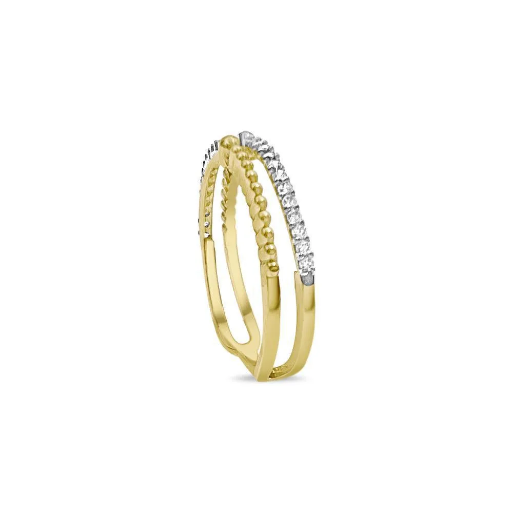 14k Gold Stackable Ring Women Two Tone Band Size 6
