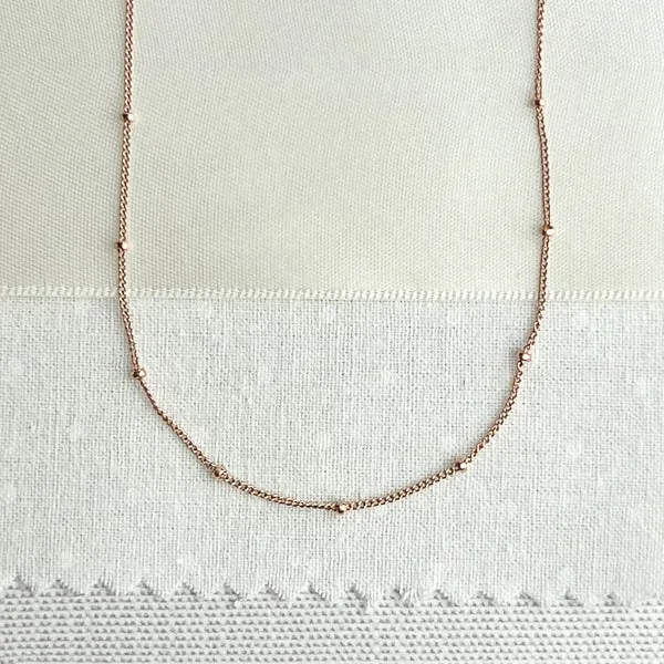 14K Rose Gold Filled Satellite Chain Choker/ Layering Necklace