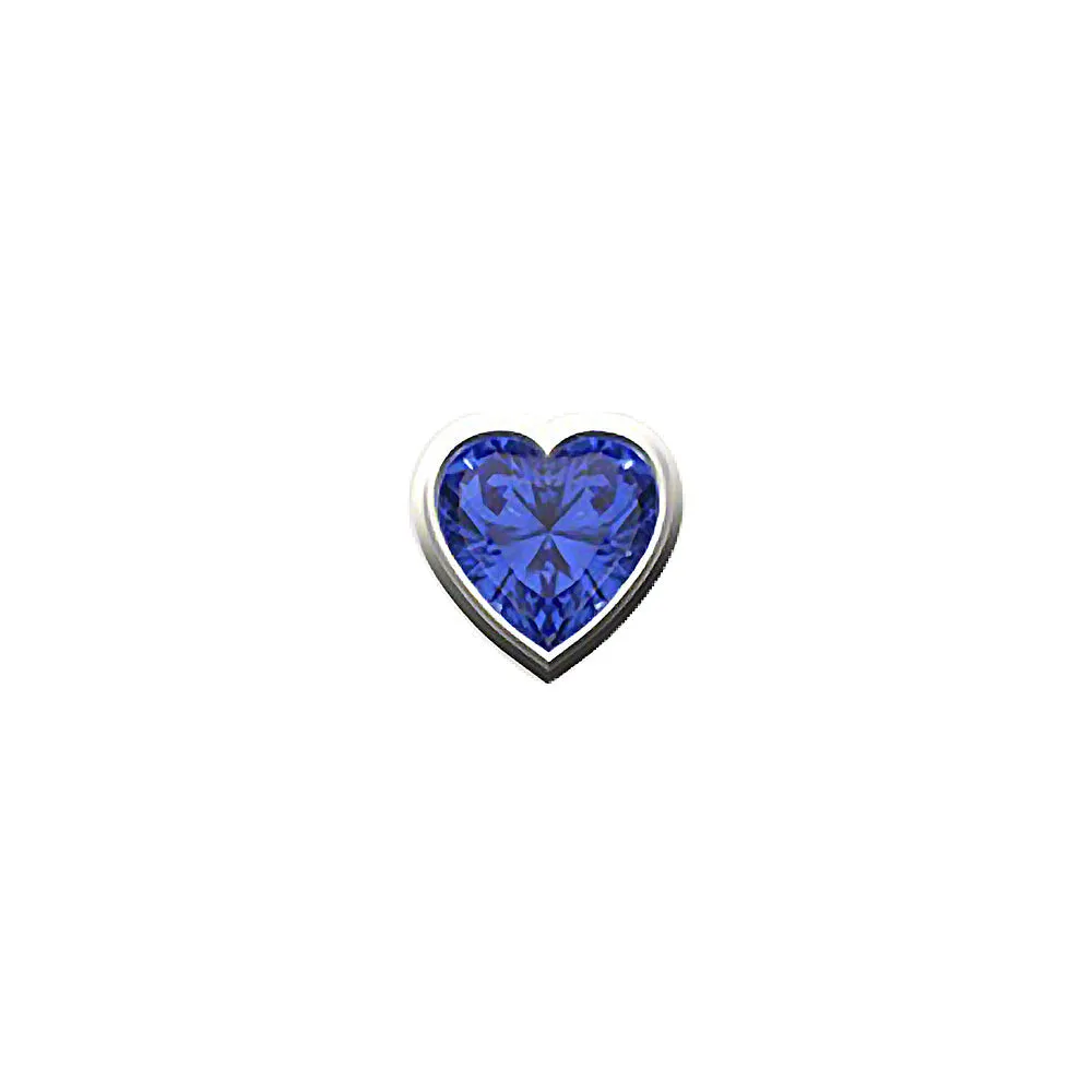 14k Skinny Blue Heart Charm (white)