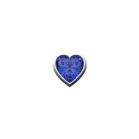 14k Skinny Blue Heart Charm (white)