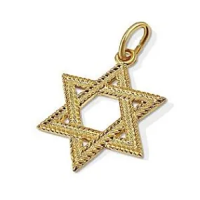 14K Star of David Pendant - Rope Style