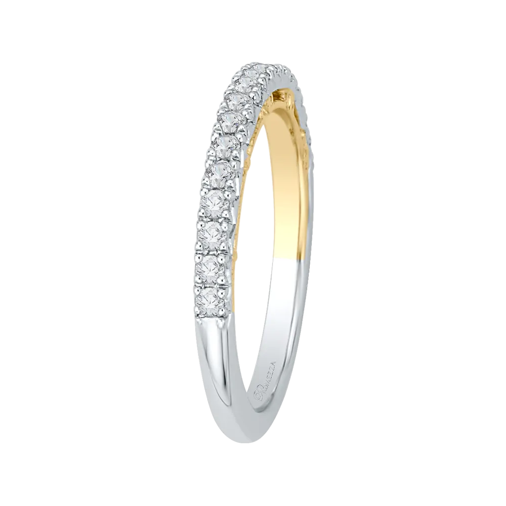 14K Two Tone Gold Round Diamond Half Eternity Wedding Band