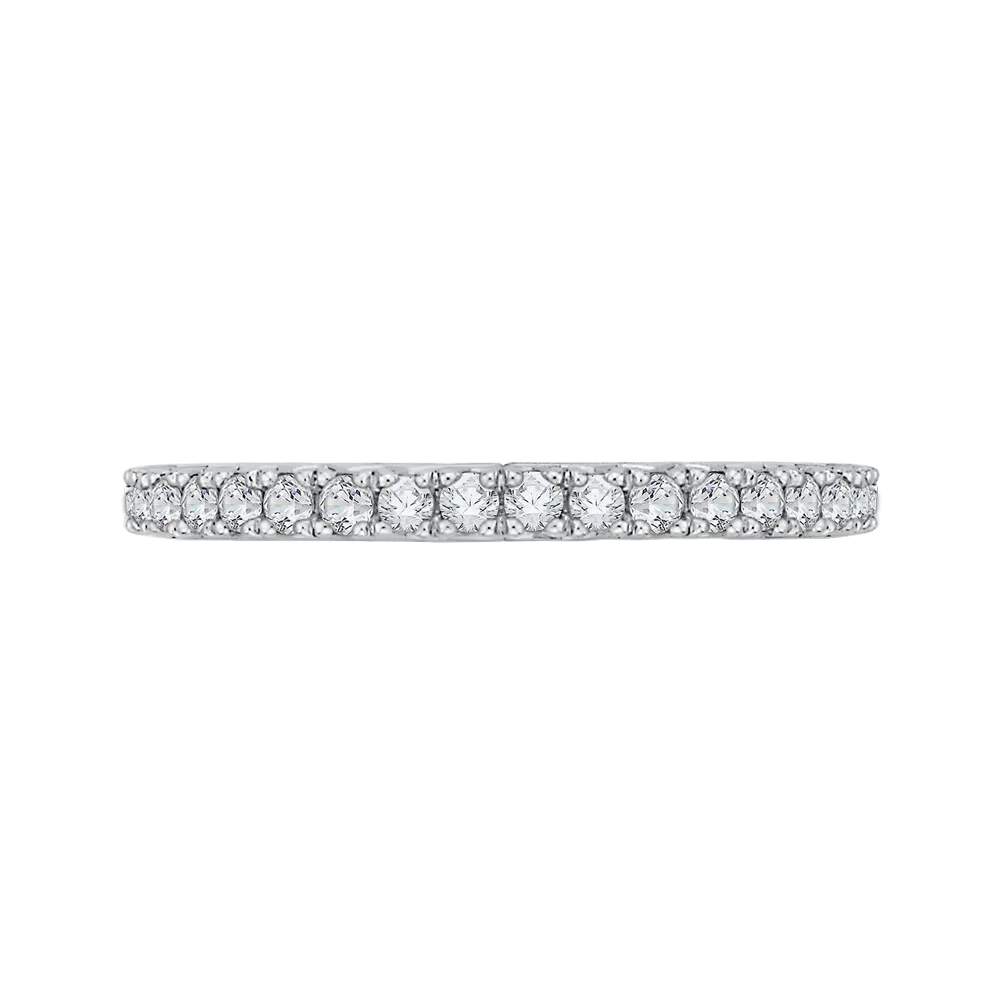 14K Two Tone Gold Round Diamond Half Eternity Wedding Band
