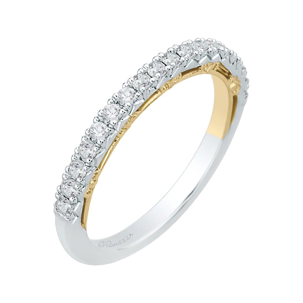 14K Two Tone Gold Round Diamond Half Eternity Wedding Band