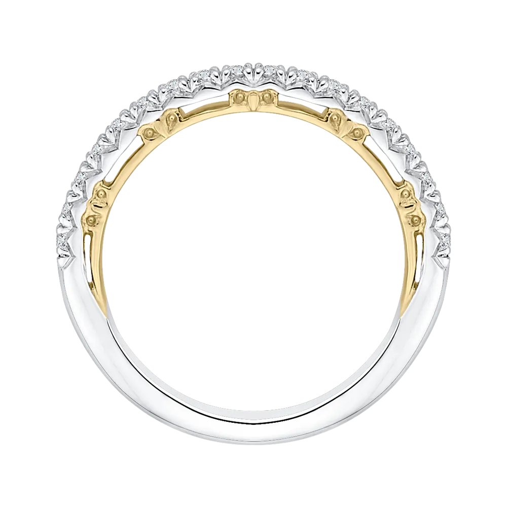 14K Two Tone Gold Round Diamond Half Eternity Wedding Band