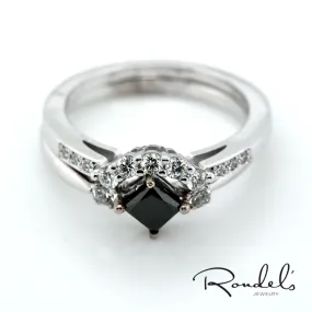14K White Gold Black Diamond Tiara Stackable Rings