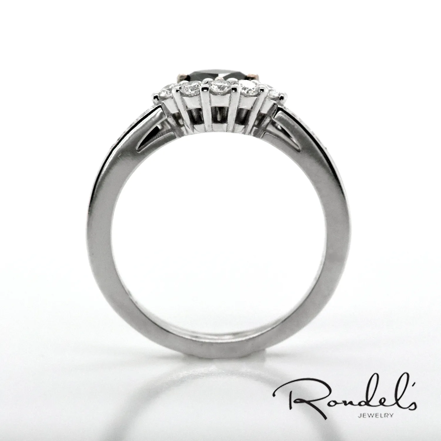 14K White Gold Black Diamond Tiara Stackable Rings