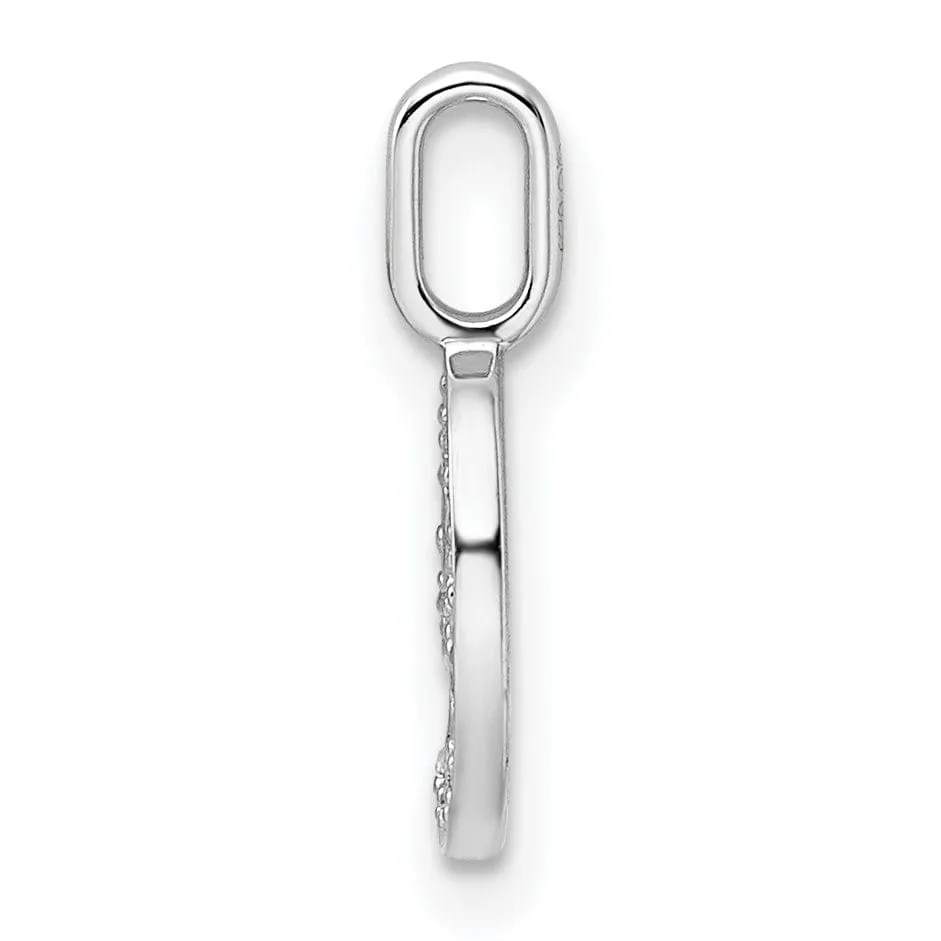 14k White Gold Polished Finish with Diamonds Womens Number 9 Charm Pendant