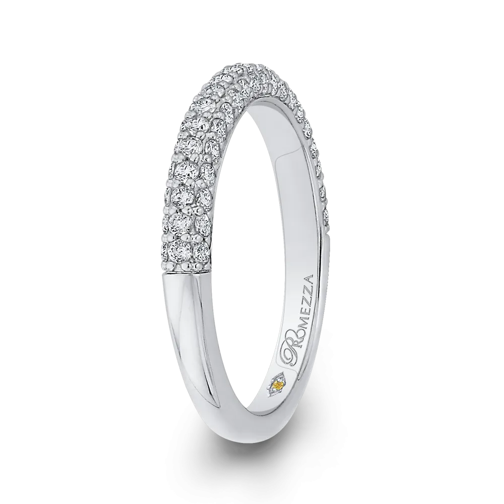 14K White Gold Round Diamond Half Eternity Wedding Band
