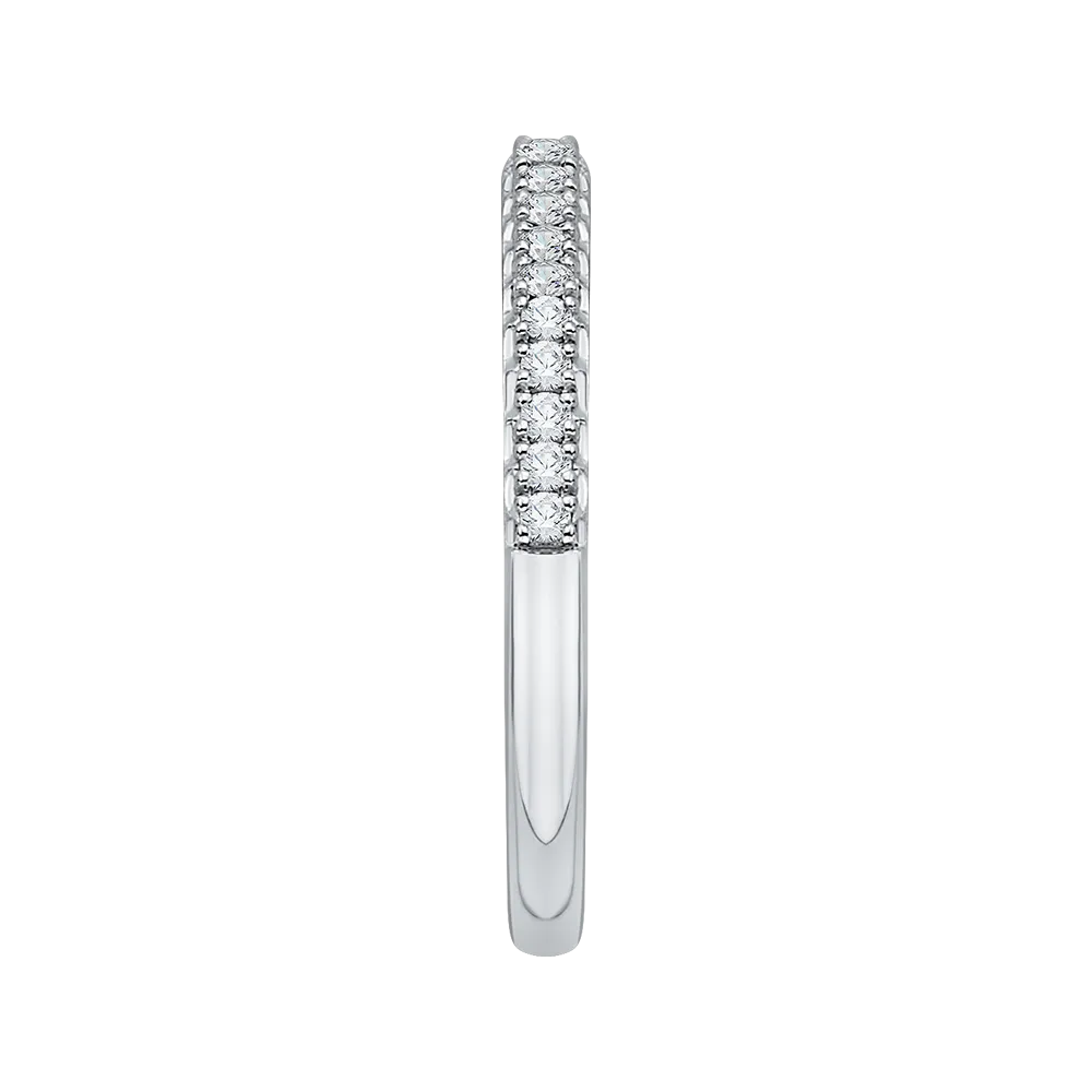 14K White Gold Round Diamond Half Eternity Wedding Band