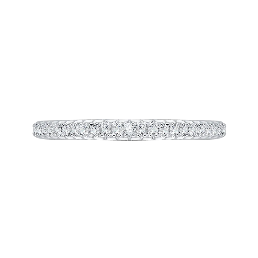 14K White Gold Round Diamond Half Eternity Wedding Band