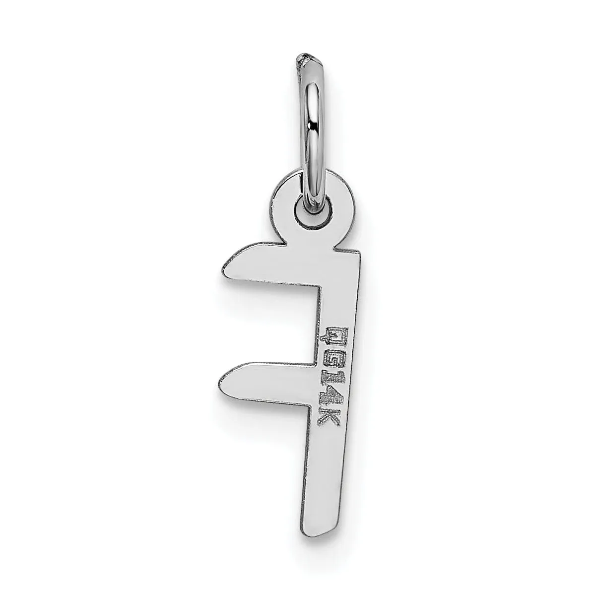 14k White Gold Small Slanted Block Letter F Initial Pendant