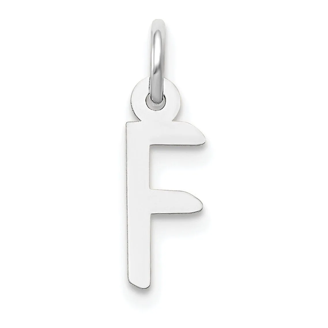 14k White Gold Small Slanted Block Letter F Initial Pendant