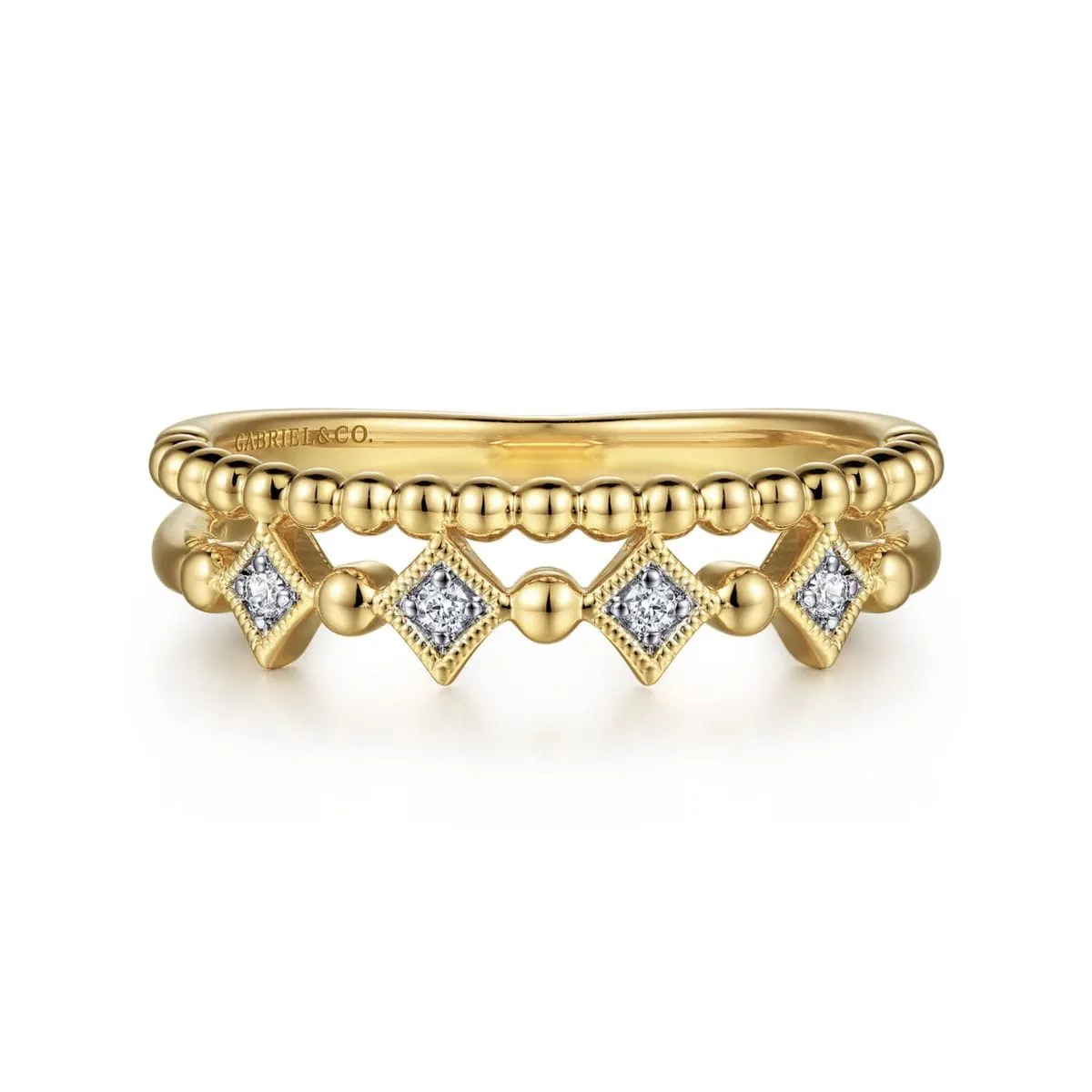 14K Yellow Gold Bujukan Stackable Diamond Ring - LR52233Y45JJ