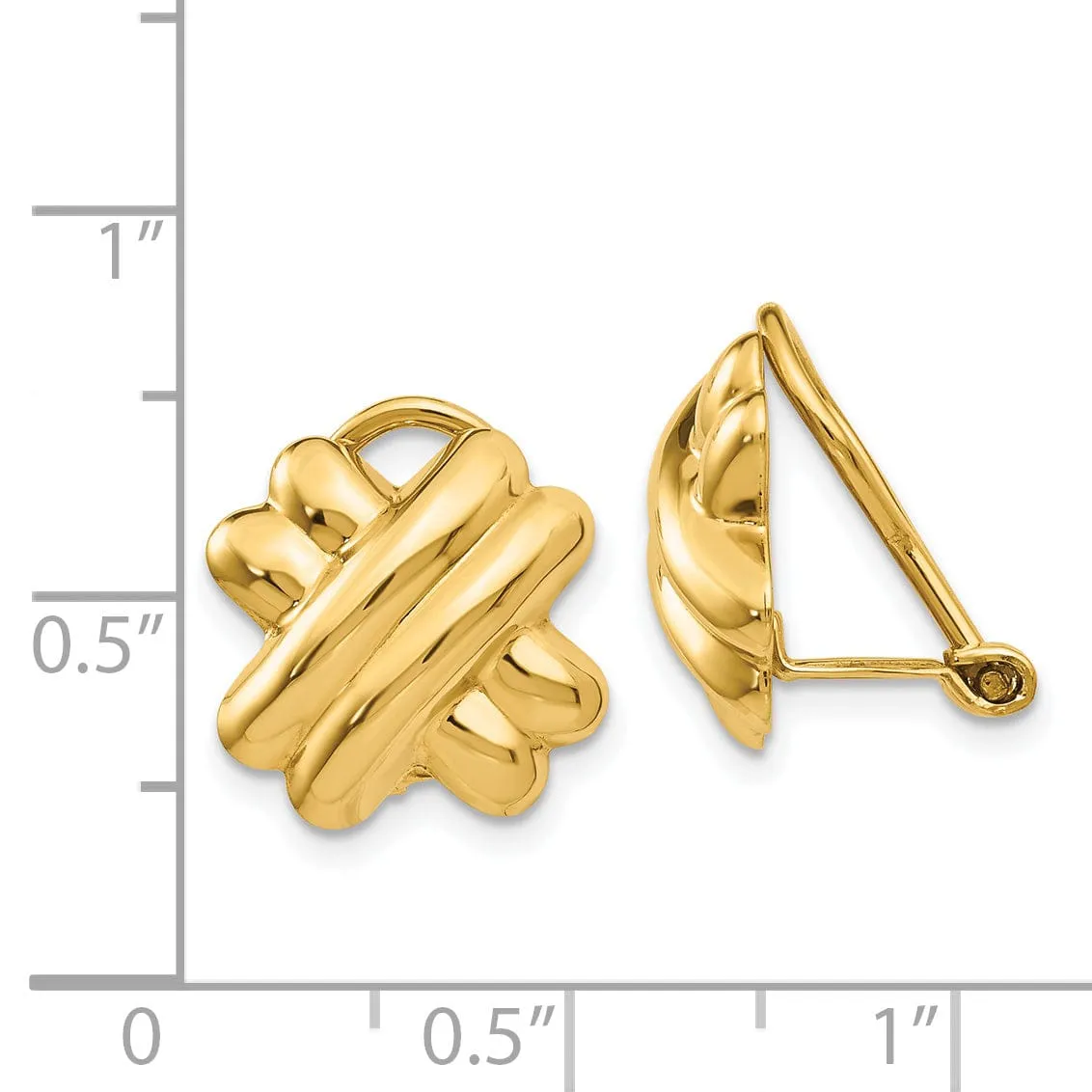 14k Yellow Gold Non-pierced X Earrings
