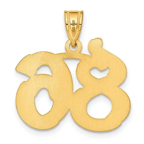 14k Yellow Gold Polished Etched Finish Number 86 Charm Pendant