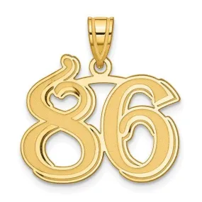 14k Yellow Gold Polished Etched Finish Number 86 Charm Pendant