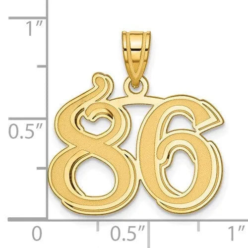 14k Yellow Gold Polished Etched Finish Number 86 Charm Pendant