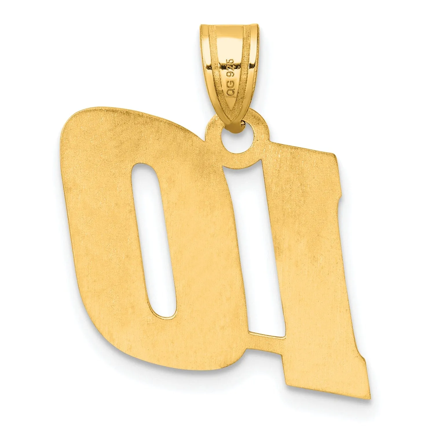 14k Yellow Gold Polished Finish Block Script Design Number 10 Charm Pendant