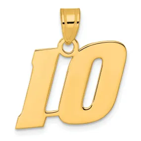 14k Yellow Gold Polished Finish Block Script Design Number 10 Charm Pendant