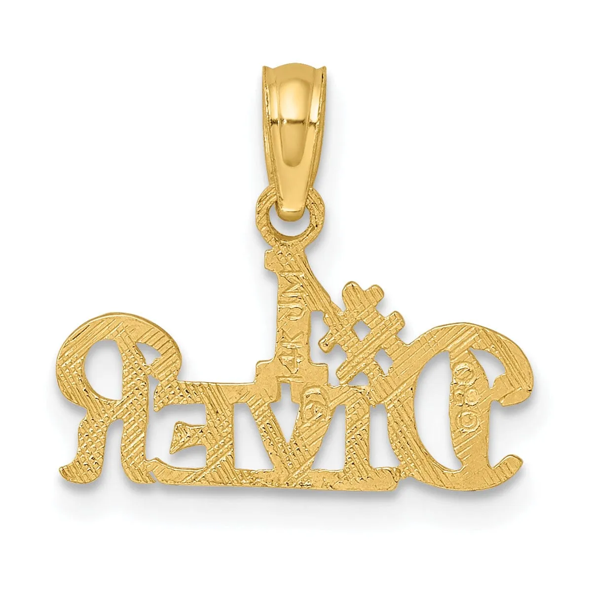 14K Yellow Gold  Polished Finished  #1 DIVER Charm Pendant