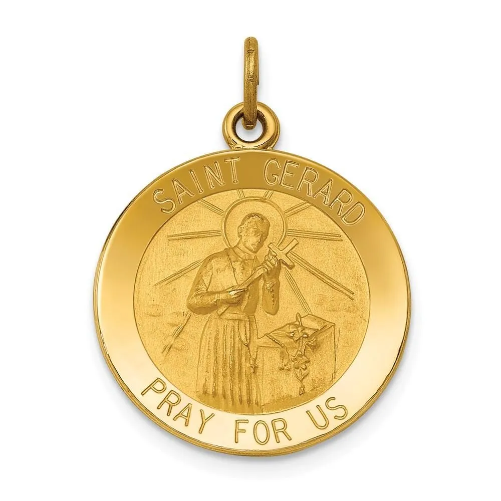 14k Yellow Gold Saint Gerard Medal Pendant
