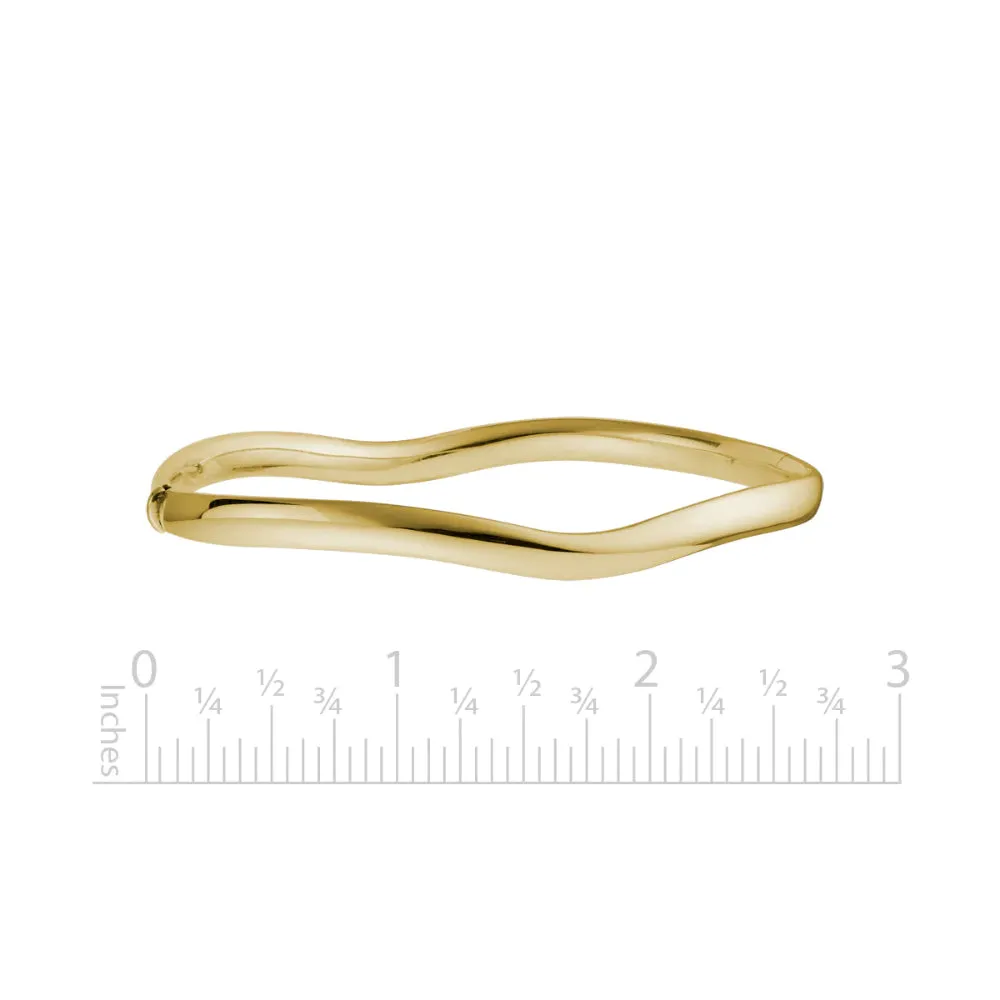 14K Yellow Gold Wave Hinged Bangle Bracelet
