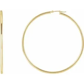 14K Yellow Tube 60 mm Hoop Earrings