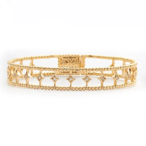14KY 0.20CTW DIAMOND OPEN CUFF BANGLE