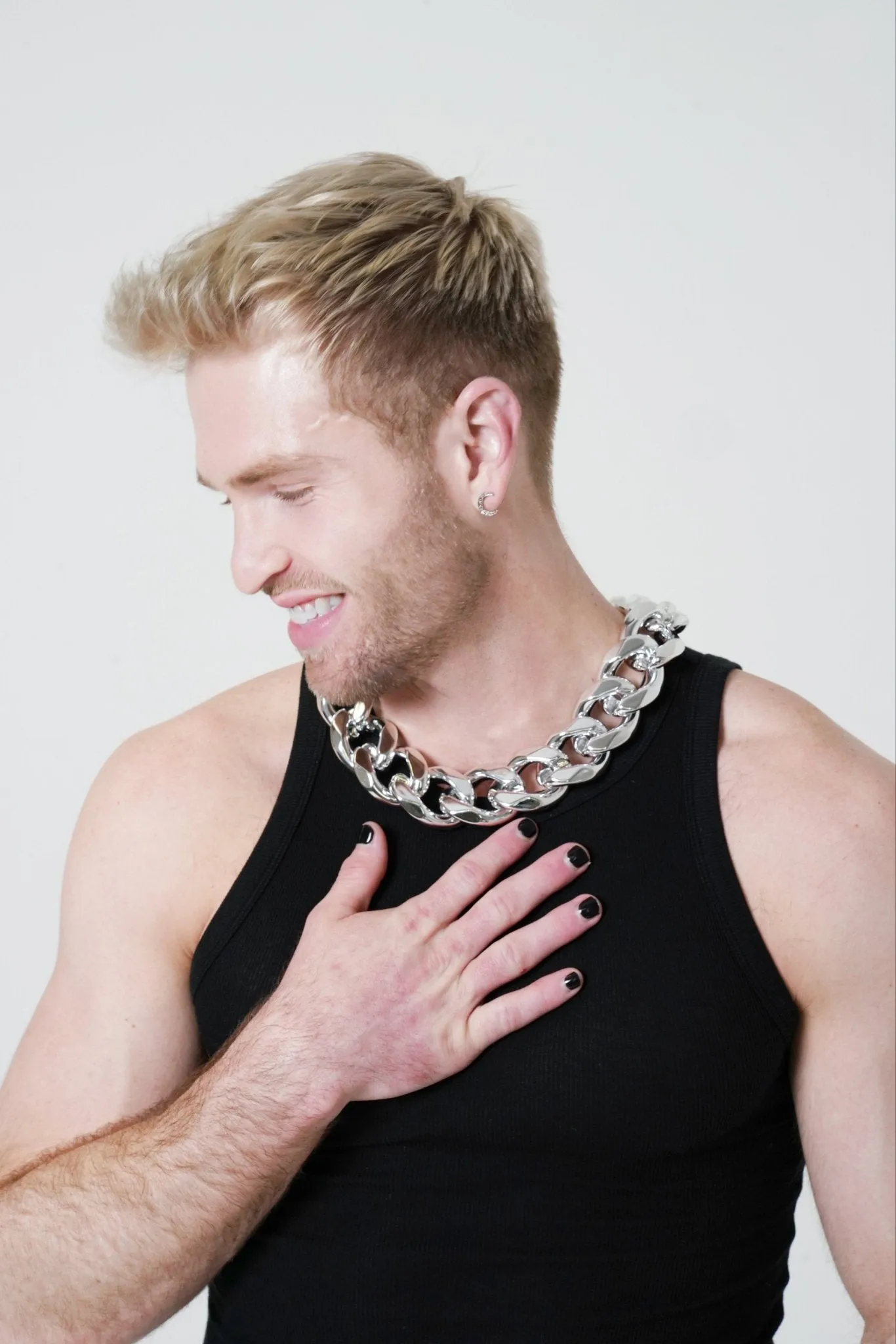 1.5" Thick Silver Chain Choker