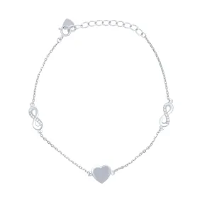 18.5cm Infinity and Heart Bracelet in Sterling Silver