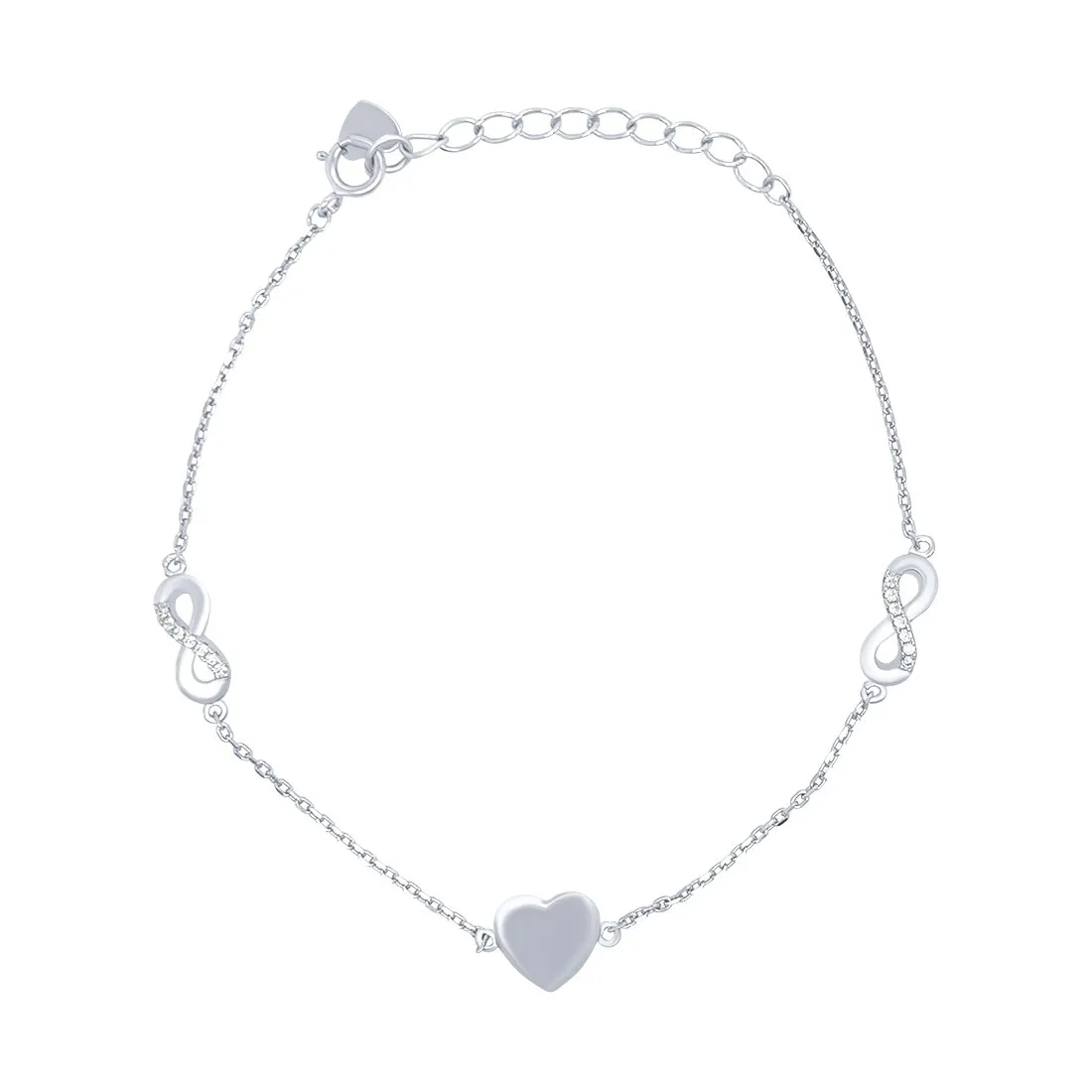 18.5cm Infinity and Heart Bracelet in Sterling Silver