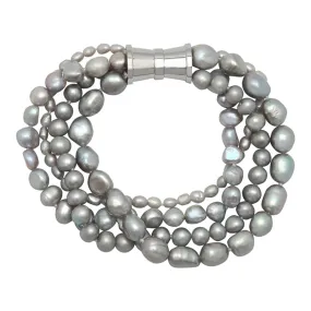 202-07 | GRAY 4-STRAND BAROQUE MIX PEARL BRACELET