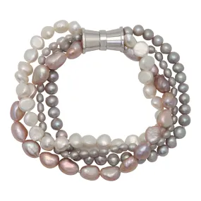 202-LM | LITE MIX 4-STRAND BAROQUE  PEARL BRACELET