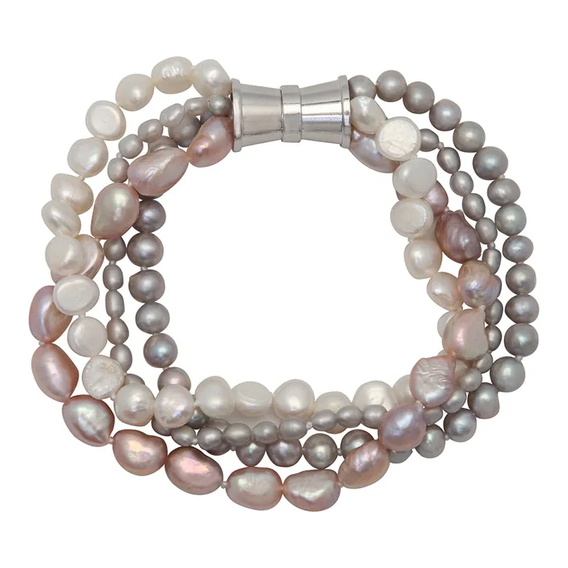 202-LM | LITE MIX 4-STRAND BAROQUE  PEARL BRACELET