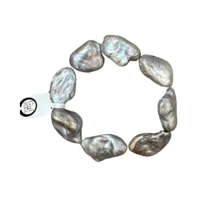 205-07-STRETCH | STONE PEARL BRACELET ON ELASTIC (GRAY)
