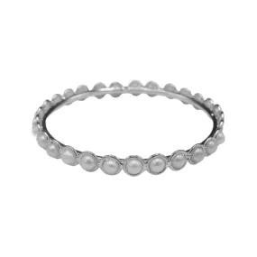 226-01-S| FULL PEARL BEZEL BANGLE ON SILVER