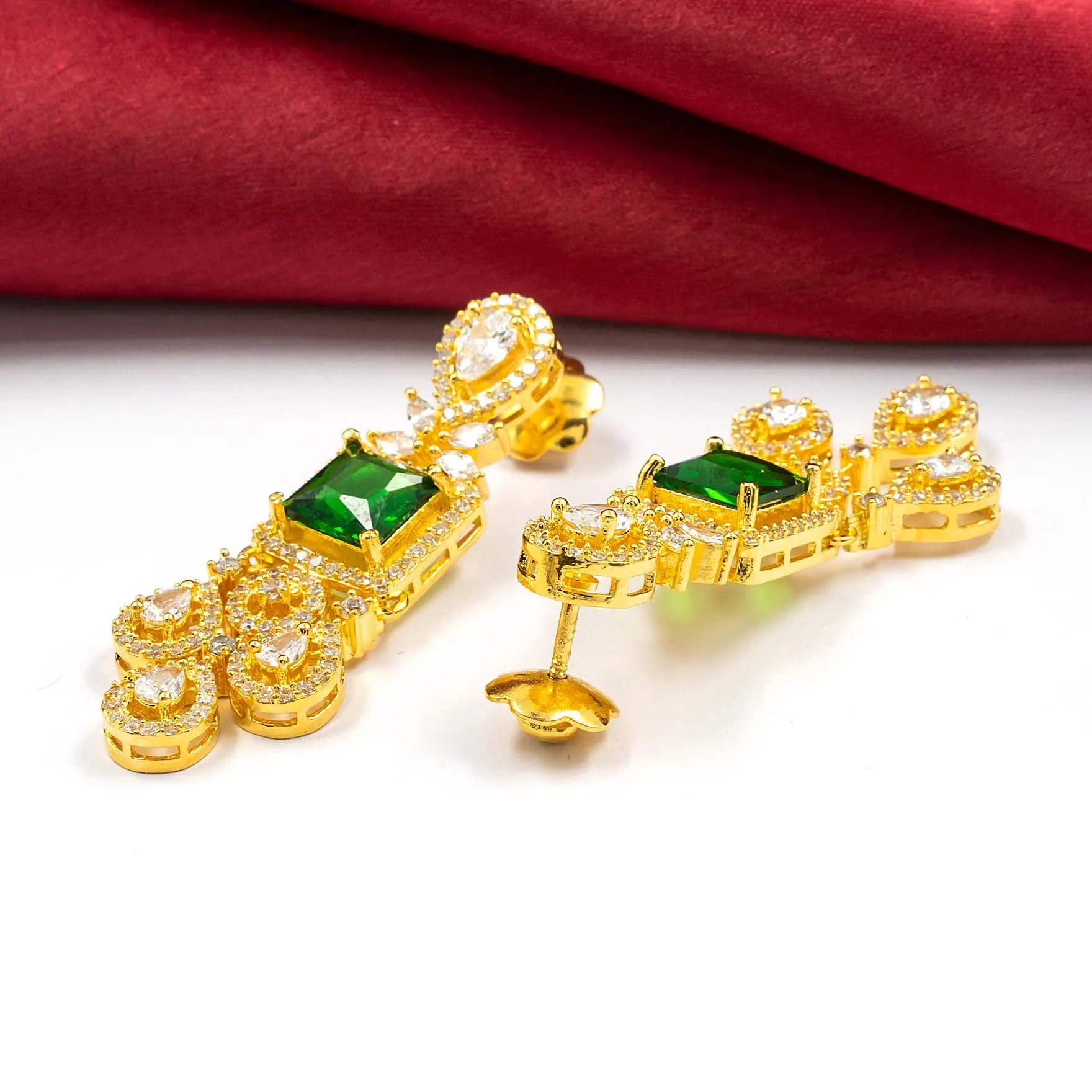 24ct Gold Plated Stone Necklace with stud PMSNS9WG-0021, PMSHST20WG-082