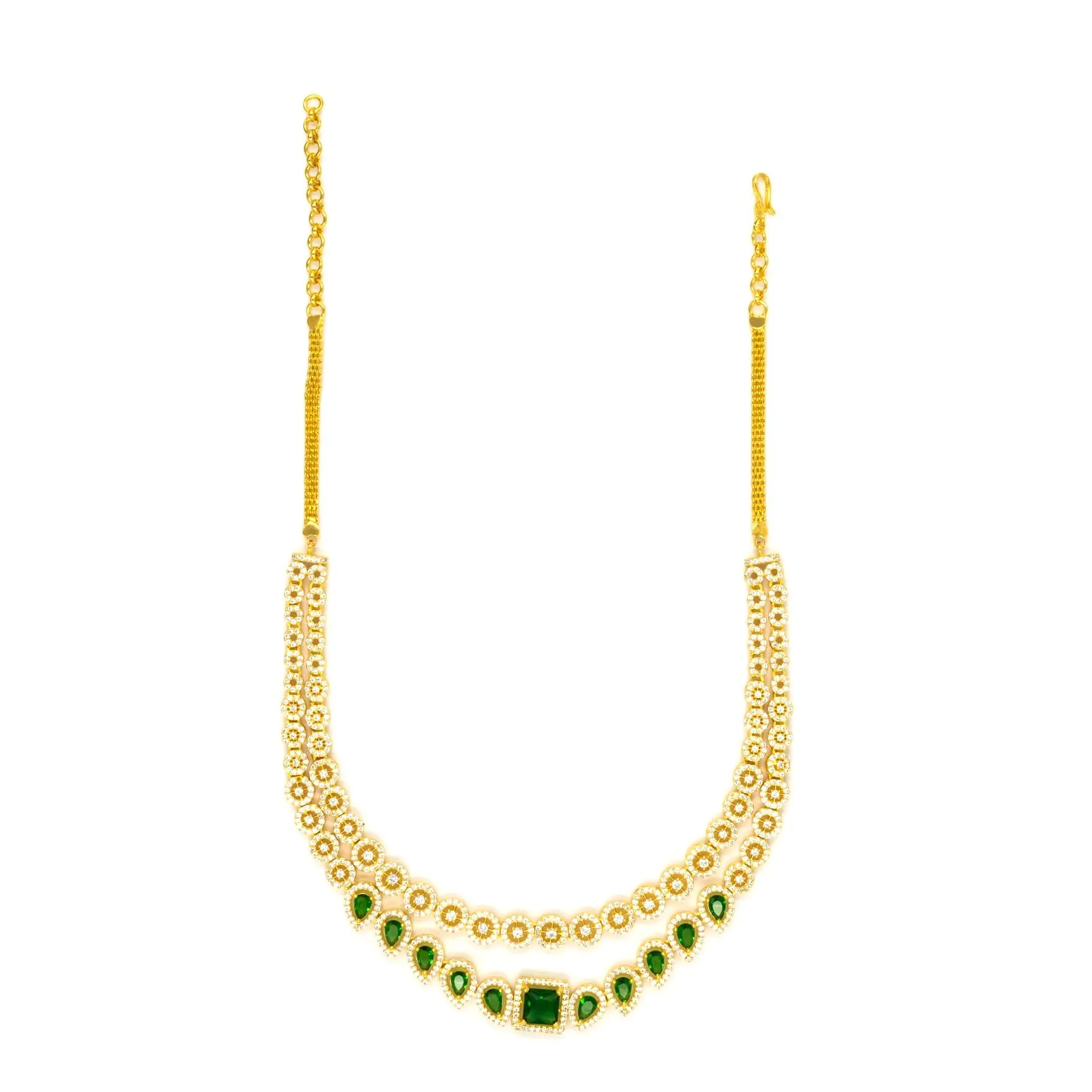 24ct Gold Plated Stone Necklace with stud PMSNS9WG-0021, PMSHST20WG-082